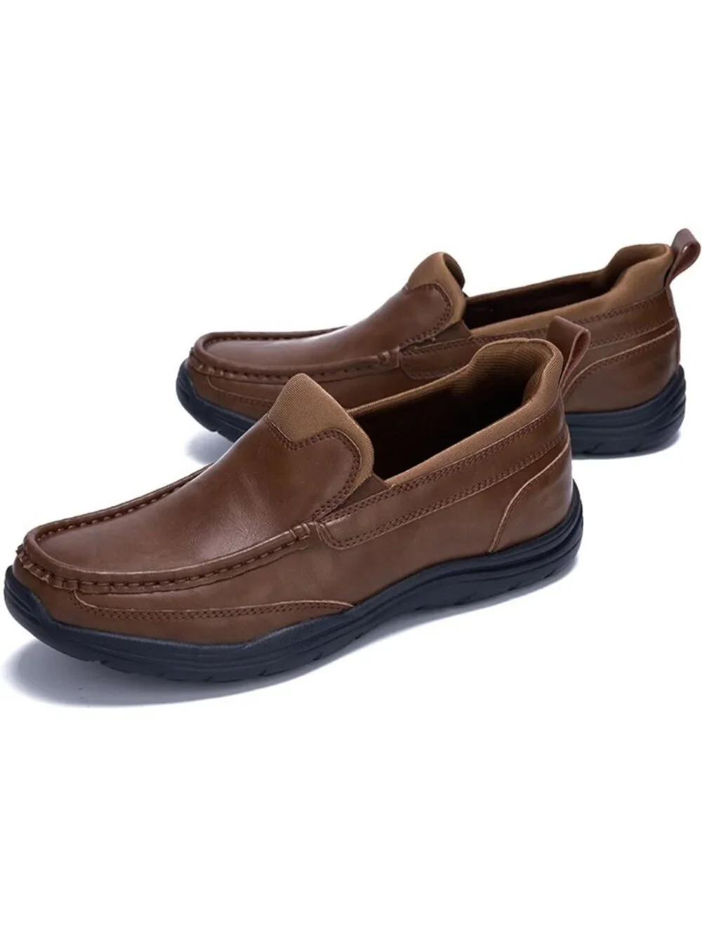 Men's Casual Slip-On Loafers - Breathable Leather Walking Shoes for Comfort
